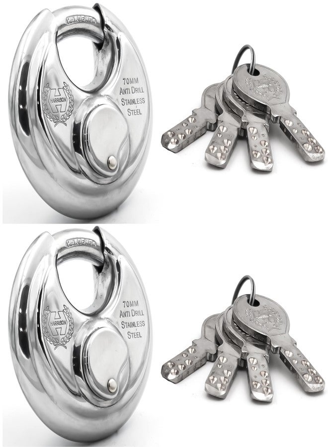 Harrison 70mm 12 Pin Round Padlock Pack of 2| Padlock, Padlocks, Locks for Home, Locks for Main Door - Image 1